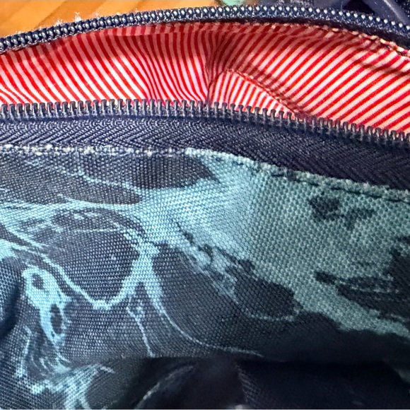 Herschel Supply Co Blue Marbled Tote Diaper Bag Red Stripe Lining - Picture 5 of 9